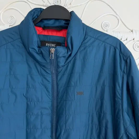 Rhone Quilted Jacket Mens Mens XXL Blue Quilted Insulated Hooded Full Zip